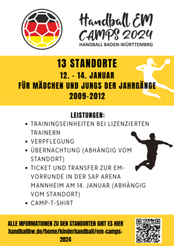 Handball EM Camps 2024 - Anmeldungen ab sofort möglich